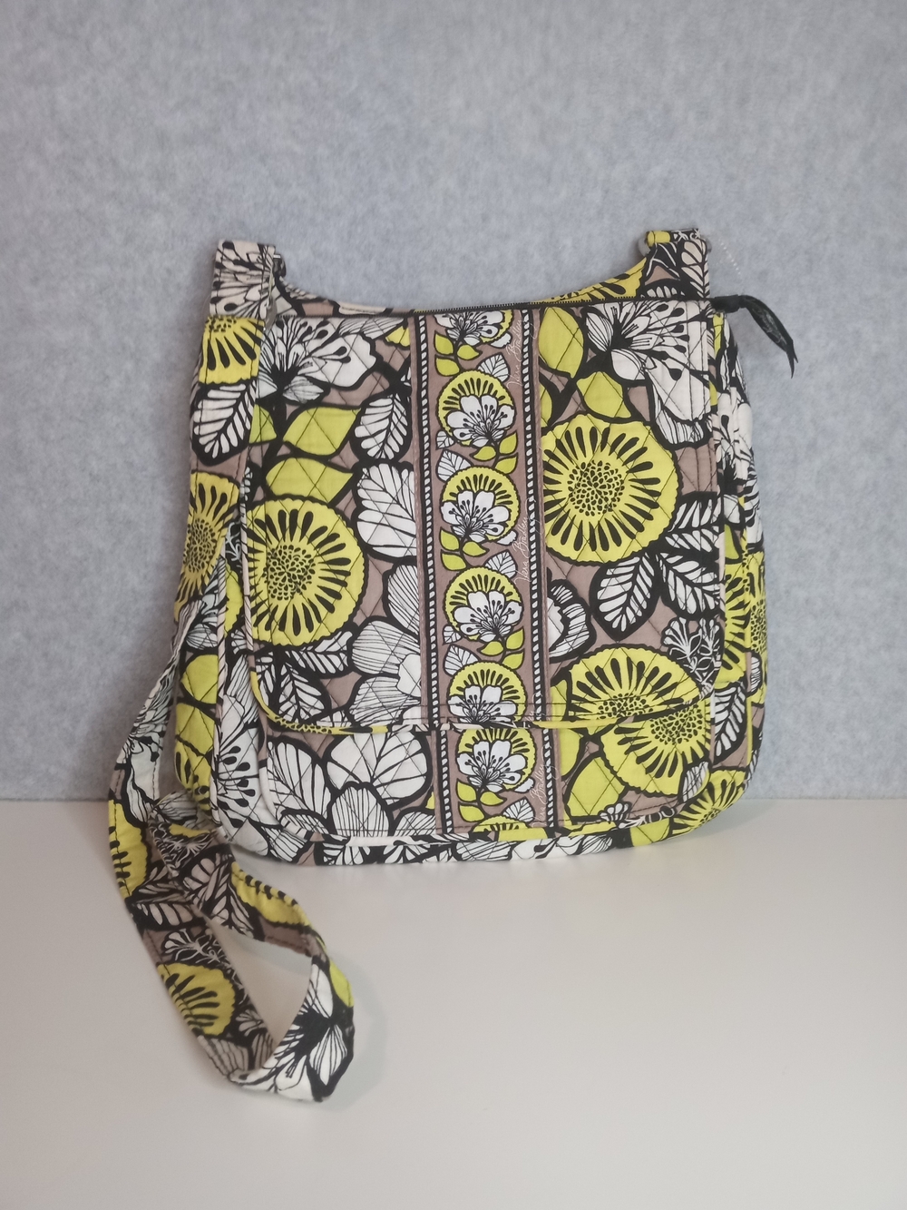 Vera Bradley Floral Quilted Crossbody Bag in Yellow & White